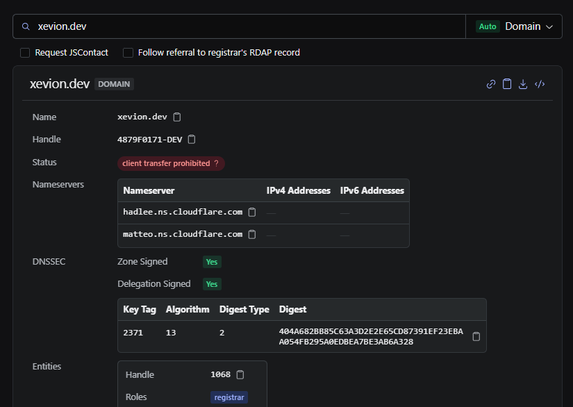 Domain query screenshot