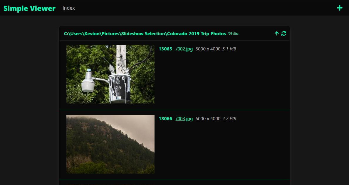 Screenshot: Browsing a directory