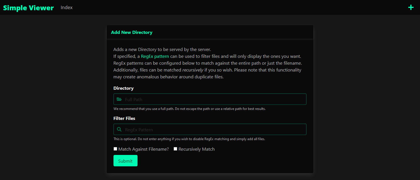 Screenshot: Adding a directory